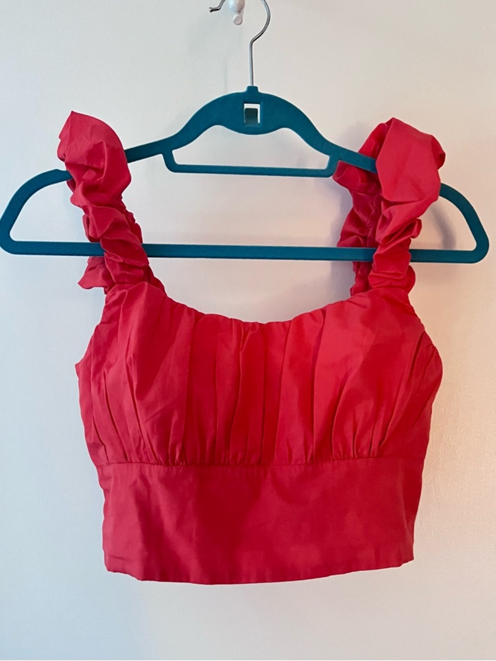 Red Ruffle-Strap Crop Top